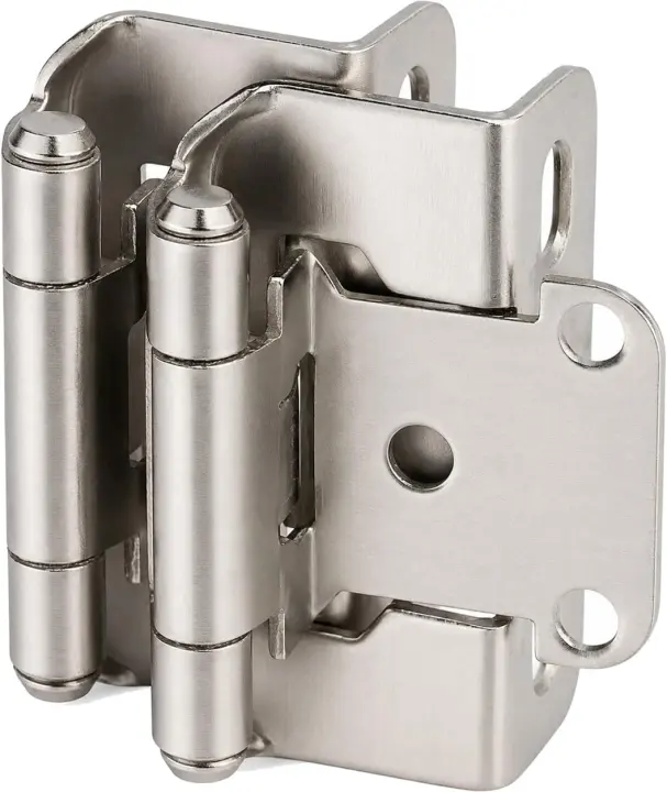 1/2 in Overlay Brushed Nickel Semi-Wrap Cabinet Hinges — 25 Pairs