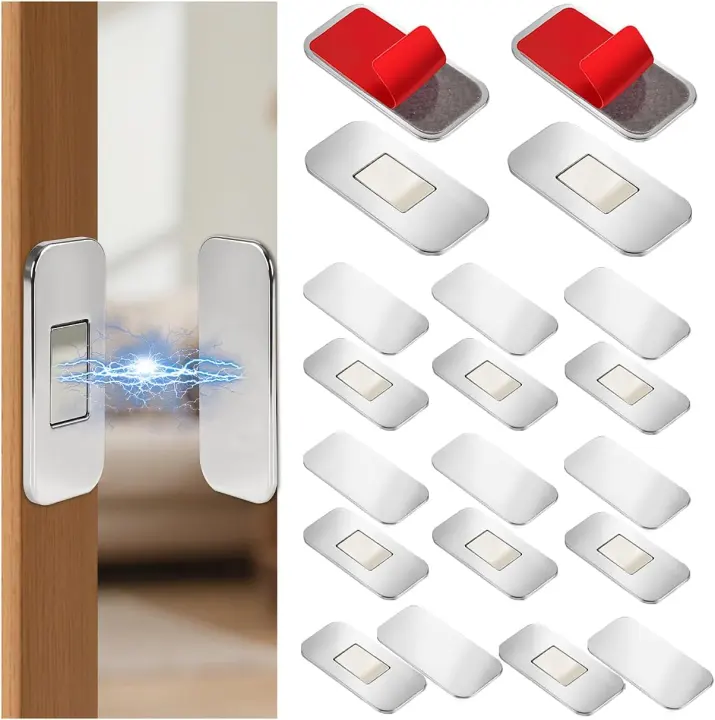 10-Pack Ultra-Thin Adhesive Magnetic Cabinet Catches — Stainless Steel