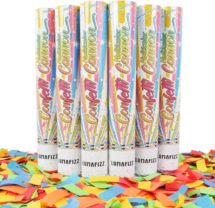 12in Confetti Cannons — 6-Pack Eco Paper Party Poppers