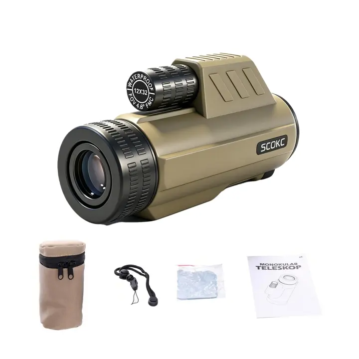 12x32 Compact Monocular Telescope — Waterproof BAK-4 Spotting Scope