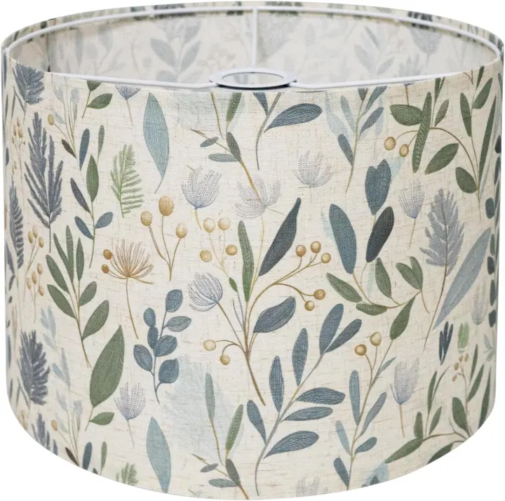 13 x 13 x 10 in Drum Lampshade — Sage Botanical Linen Replacement