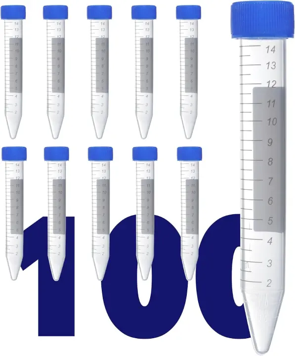 15 mL Sterile Conical Screw-Cap Centrifuge Tubes — Polypropylene, Graduated