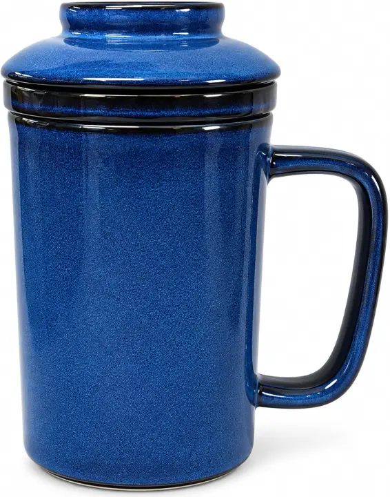 16 oz Porcelain Tea Mug with Ceramic Infuser and Lid