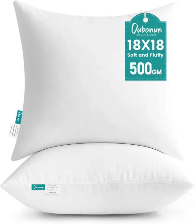 18 x 18 Inch Throw Pillow Inserts — Soft Polyester Down-Alternative (Pack of 2)