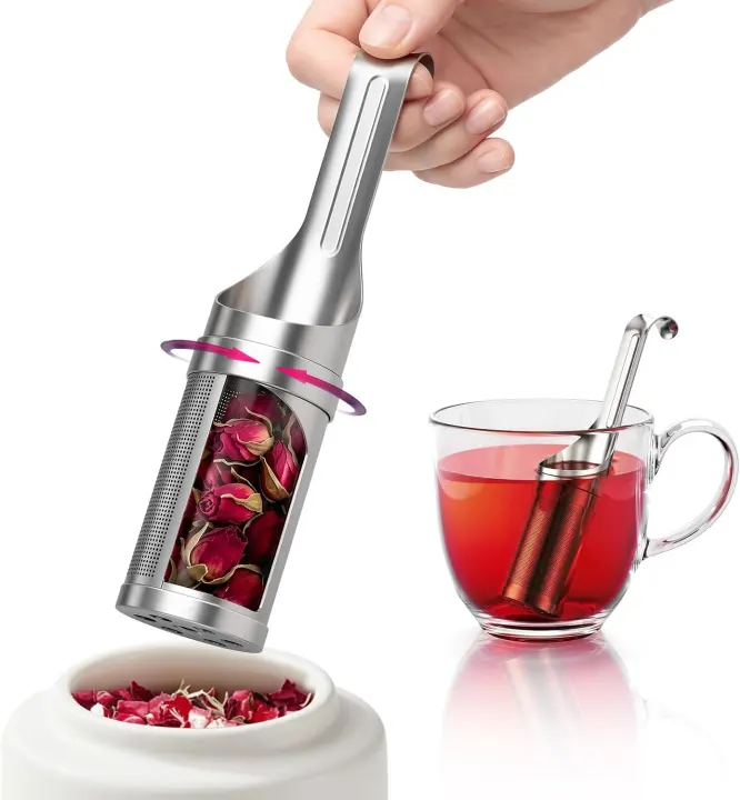2-in-1 Stainless Steel Loose Leaf Tea Infuser & Scoop — Fine Mesh Set