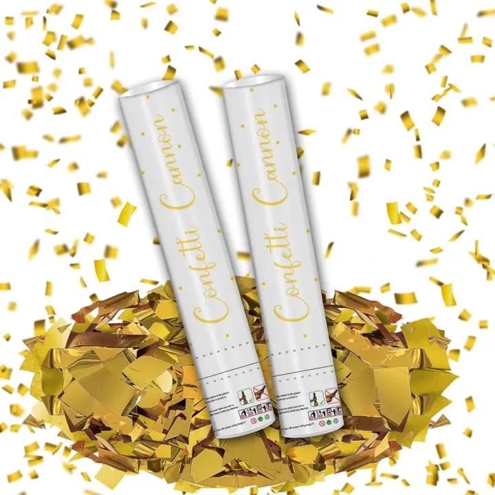 2-Pack 12" Gold Confetti Cannons — Party Poppers for Celebrations