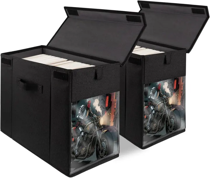 2-Pack Collapsible Comic Book Storage Boxes with Clear Front Window