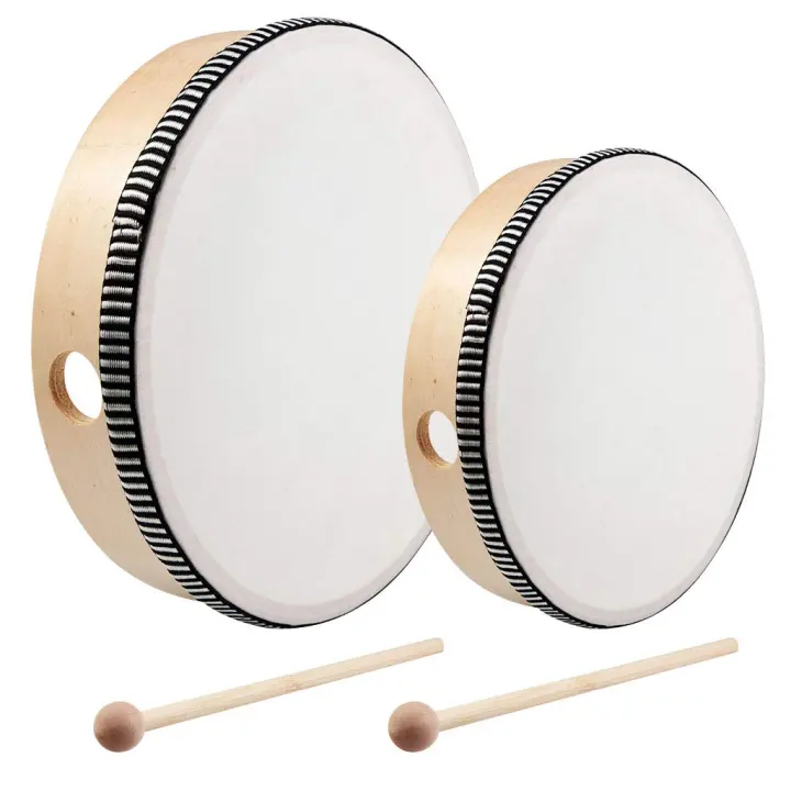 2-Piece Wooden Hand Drum Set — 10-inch & 8-inch Percussion