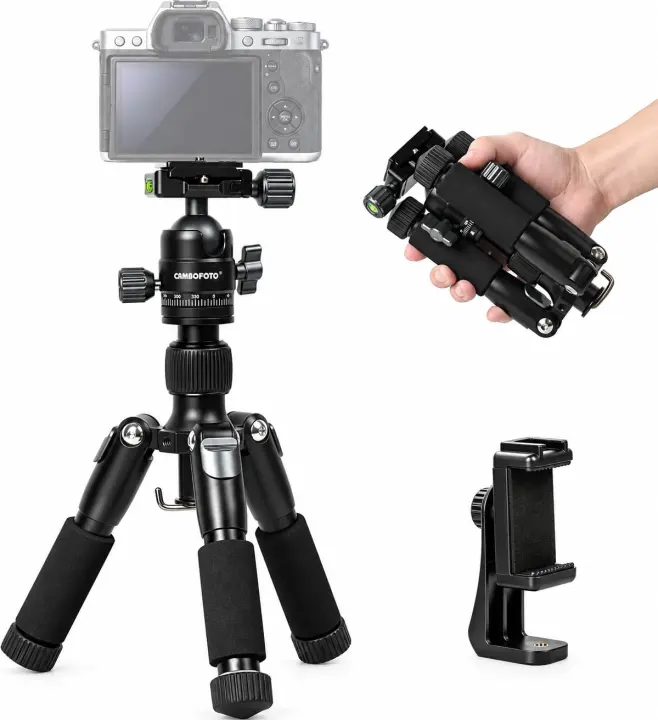 20.3” Aluminum Mini Tripod with Ball Head & Phone Mount — Compact Travel Stand
