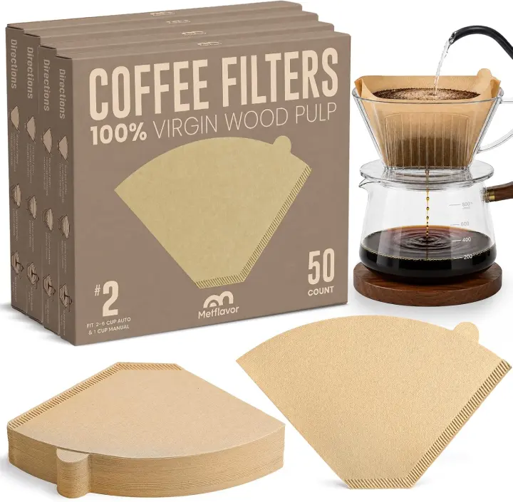 200-Pack #2 Cone Coffee Filters — Unbleached for 2–6 Cup Brewers