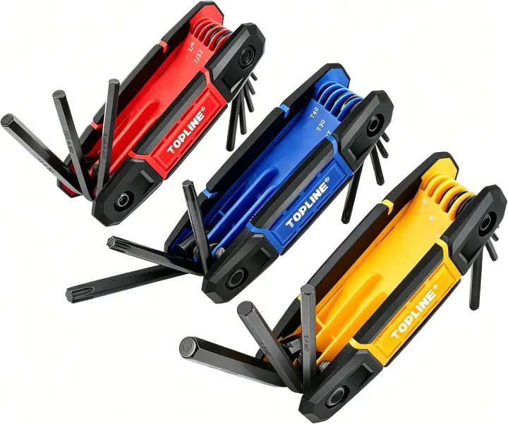 25-Piece Folding Hex Key Set — Metric, SAE & Torx Handled 3-Pack