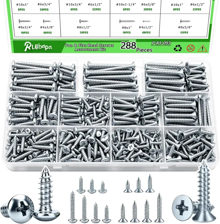 288-Piece Self-Tapping Wood & Sheet Metal Screw Assortment Kit