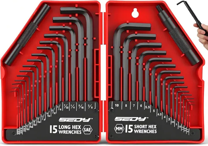 32-Piece L-Shaped Hex Key (Allen) Wrench Set — Metric & SAE