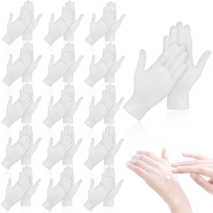 36-Pack White Cotton Sleep Gloves for Moisturizing & Eczema Care