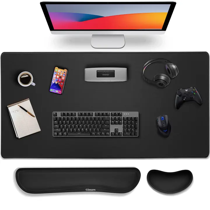 4-in-1 Memory Foam Mouse Pad & Keyboard Wrist Rest Desk Set