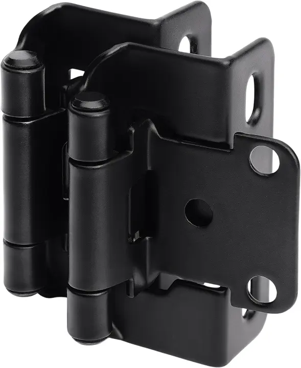 50-Pack 1/2" Overlay Black Cabinet Hinges (25 Pairs) — Self-Closing