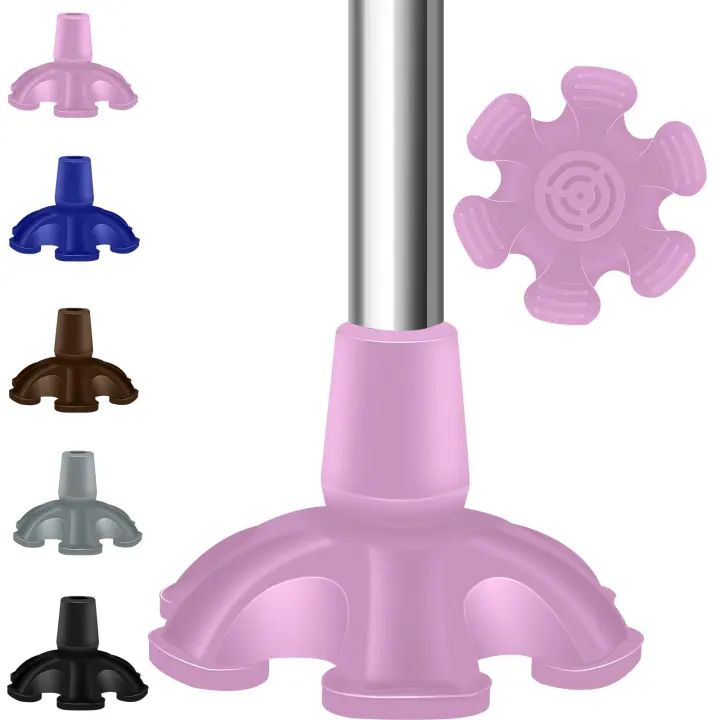 6-Point Self-Standing Cane Tip (3/4 in) — Pink Rubber Cane Foot