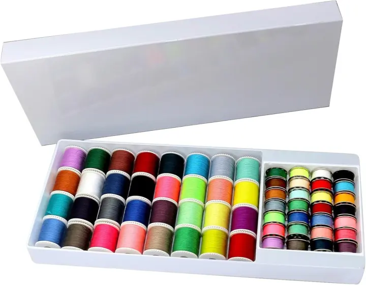 60-Piece Sewing Thread & Bobbin Kit — Polyester Spools and Prewound Bobbins