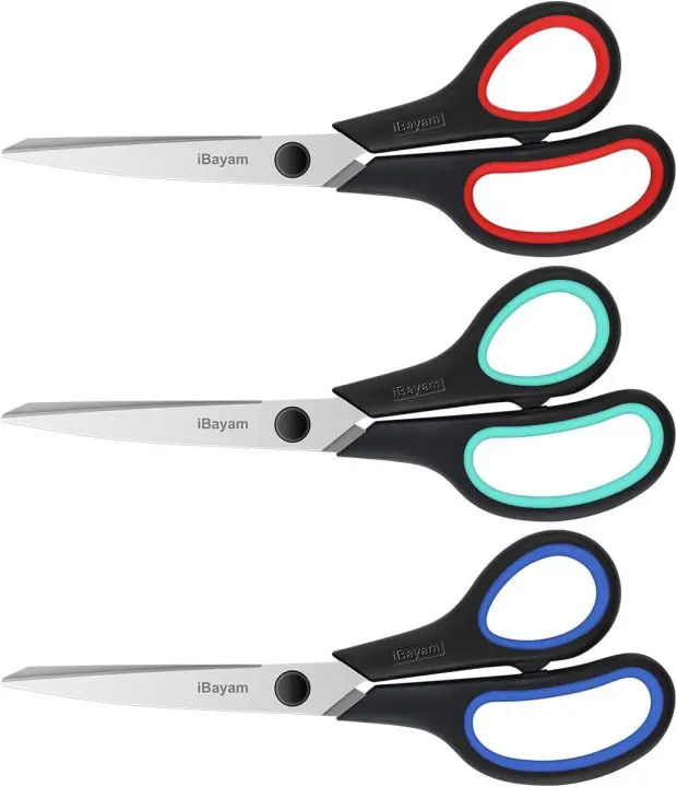 8.5" Heavy-Duty Scissors 3-Pack — Ultra-Sharp Comfort-Grip Shears