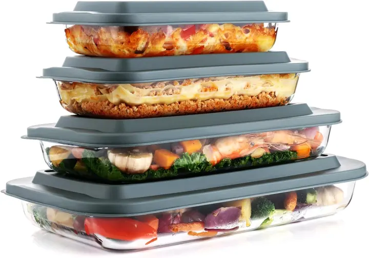 8-Piece Borosilicate Glass Casserole & Baking Dish Set with Lids