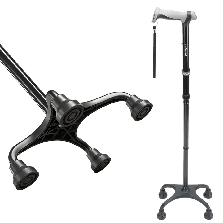 Adjustable Foldable Quad Cane — Ergonomic 4‑Point Walking Stick
