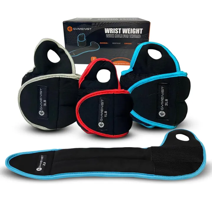 Adjustable Wrist Weights with Thumb Hole — Pair (1 lb Each)
