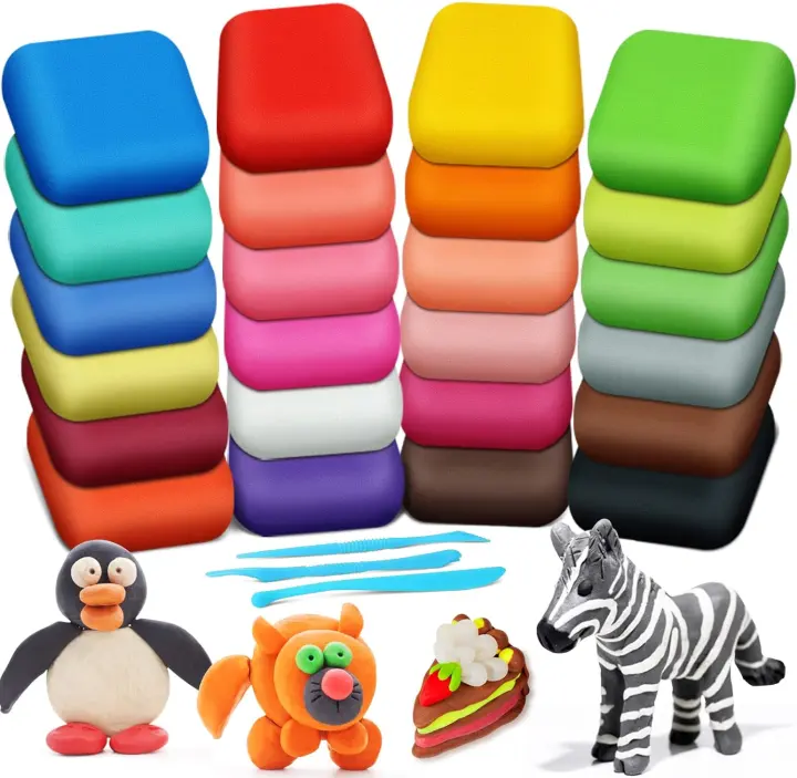 Air-Dry Modeling Clay Set — 24 Colors, Ultra-Light with Tools