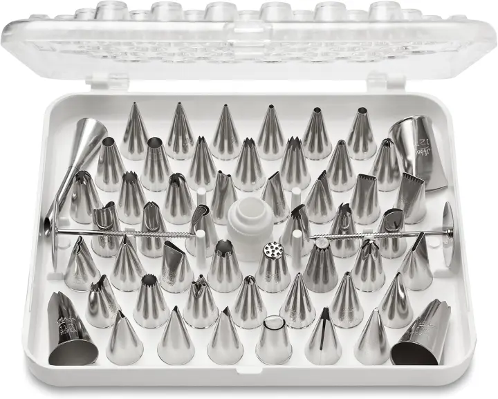 Ateco 55-Piece Cake Piping Set — 52 Stainless Tips, Coupler & Nails