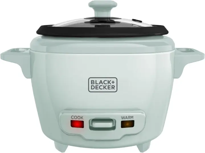 BLACK+DECKER Compact 3-Cup Rice Cooker with Ceramic Pot (Surf Spray)