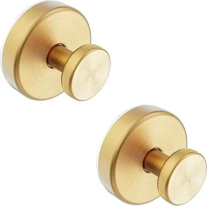 Bntuk Suction Cup Bathroom Hooks — 2‑Pack, Gold
