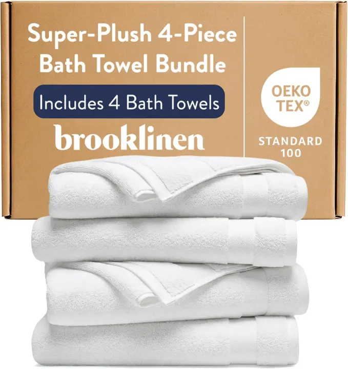 Brooklinen Turkish Cotton Bath Towels — 4‑Pack (820 GSM), White