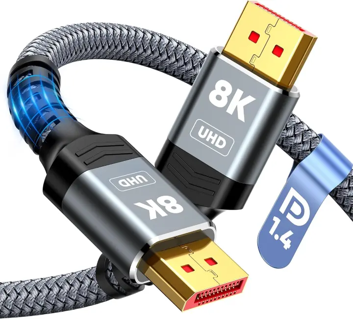 Capshi VESA-Certified DisplayPort 1.4 Cable — 6.6 ft, 8K@60Hz, 32.4Gbps