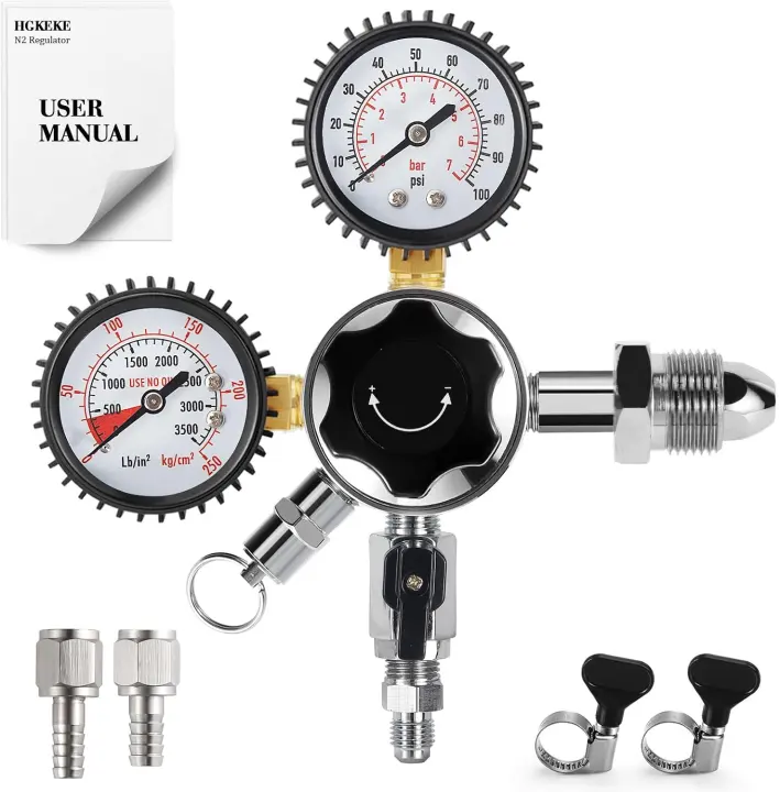 CGA-580 Nitrogen Regulator — Dual-Gauge N2 Tank Regulator for Kegs & Coffee