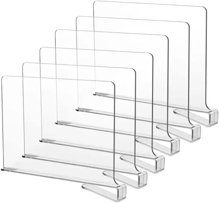 Clear Acrylic Shelf Dividers for Closets, Cabinets & Clothing