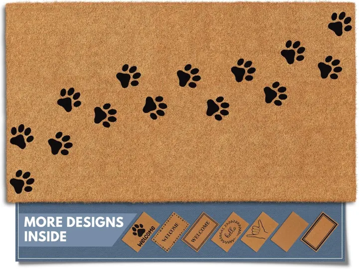 Coco Coir Non-Slip Doormat 17x30 — Paw Print Entry Mat