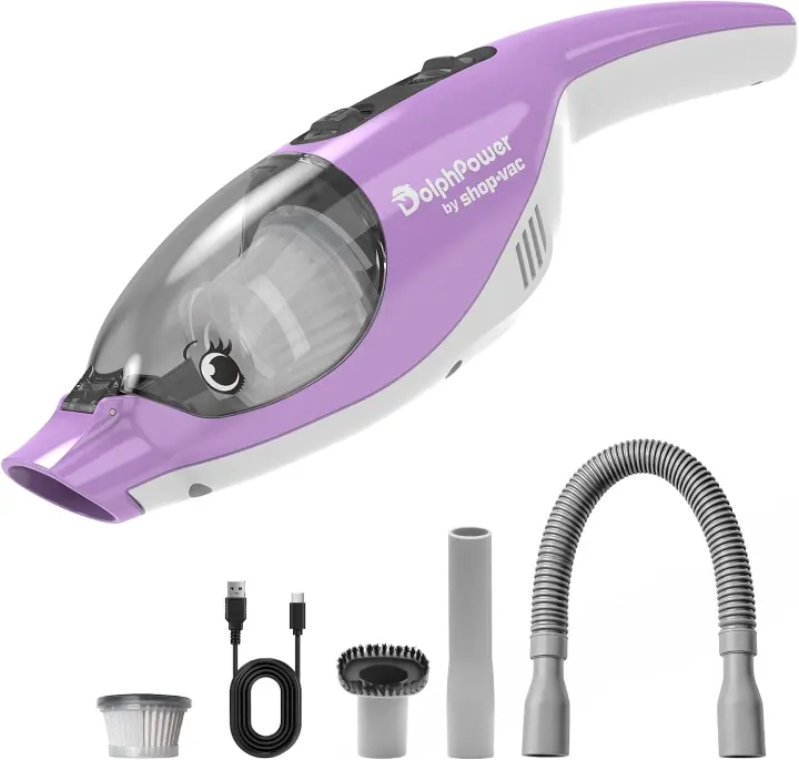 Dolphin-Shaped Cordless Hand Vacuum — 4.5 kPa Mini Cleaner (Purple)
