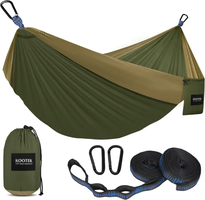 Double Camping Hammock — Parachute Nylon, 500 lb Capacity
