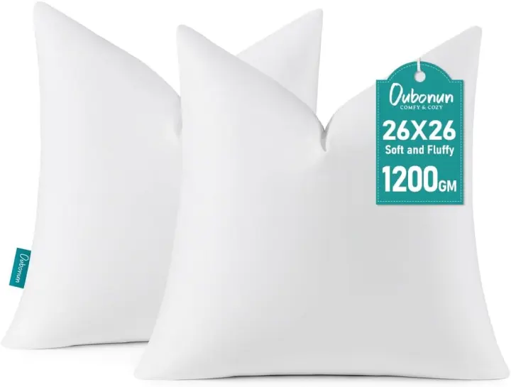 Down Feather Throw Pillow Inserts — Plush Cotton-Covered (2-Pack)