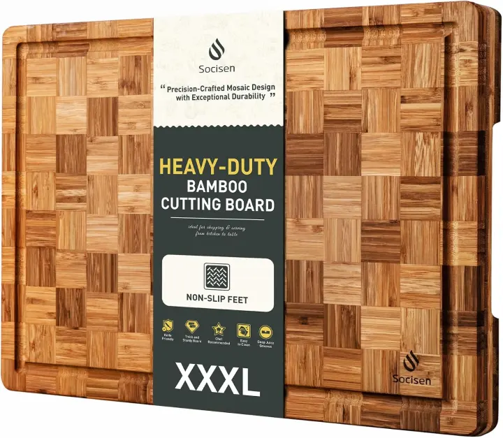 Extra-Large Bamboo Cutting Board Set — Non-Slip Butcher Block