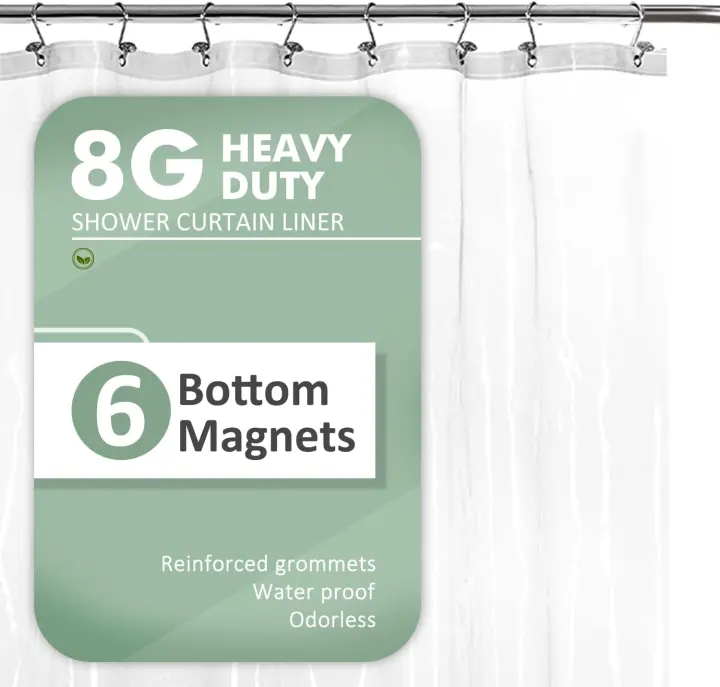 Extra-Long Clear PEVA Shower Curtain Liner — 72 x 84 in, Heavy Duty