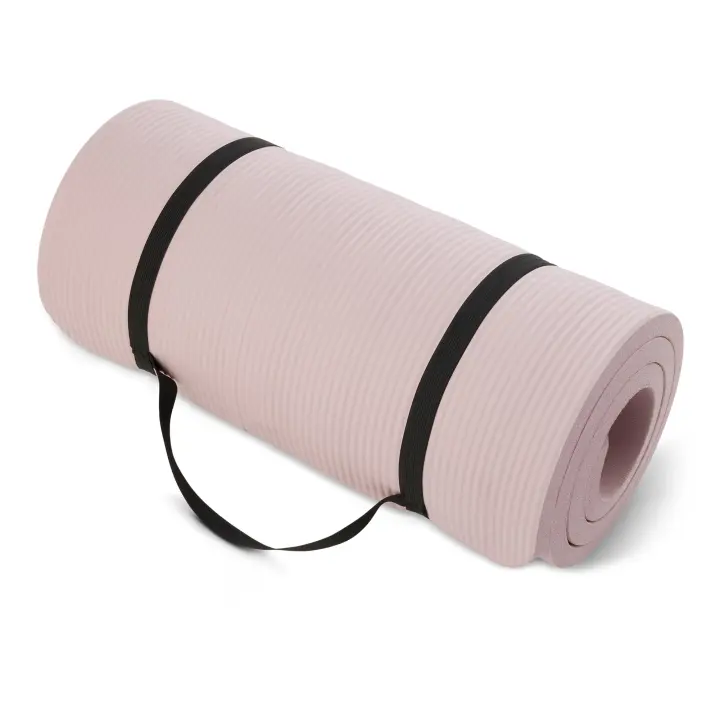 Extra-Thick 1" Memory Foam Exercise & Yoga Mat with Carry Strap
