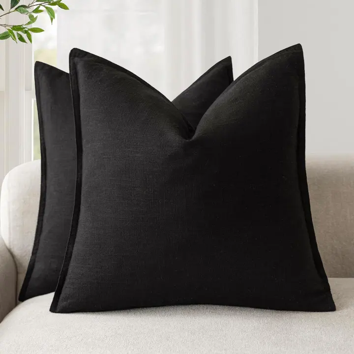 Flange Linen Throw Pillow Covers — 20 x 20 in, Pack of 2