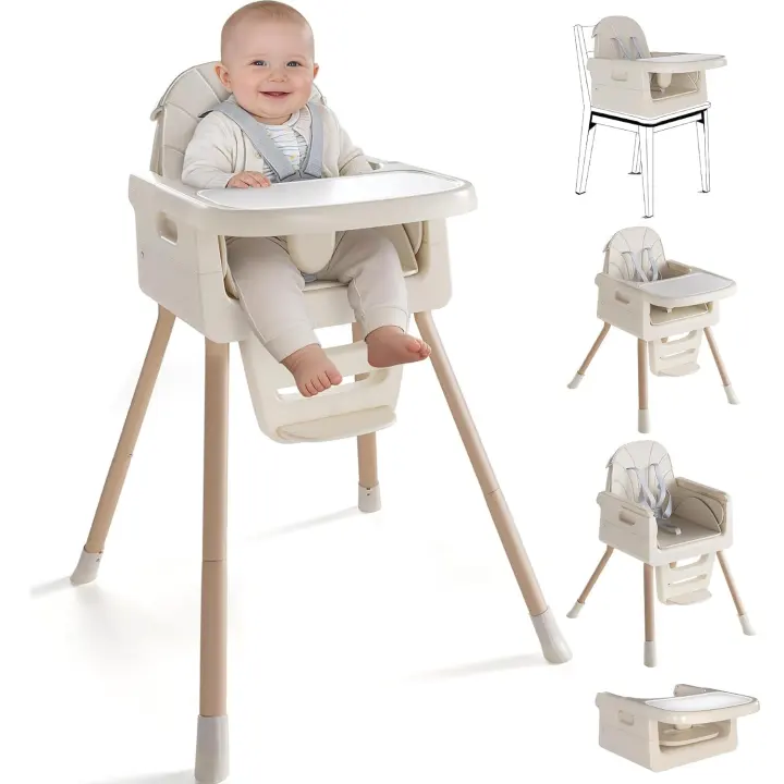 Foldable Baby High Chair — Convertible Seat for 6 Months+