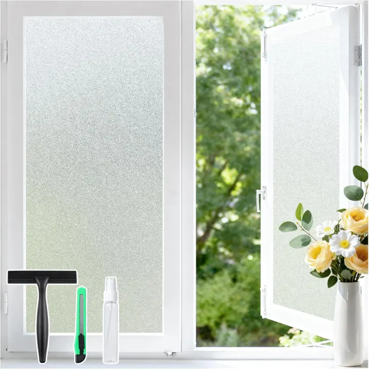 Frosted Static-Cling Window Privacy Film Kit — Removable, UV-Blocking