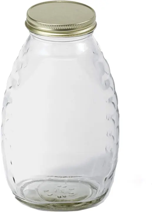 Glass Skep Honey Jars — Airtight 16 oz, 12-Pack (Clear)