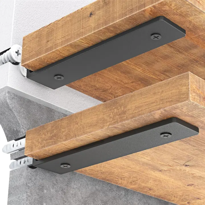 Heavy-Duty Floating Shelf Brackets for 2x4 Studs — 4 Pack, Black