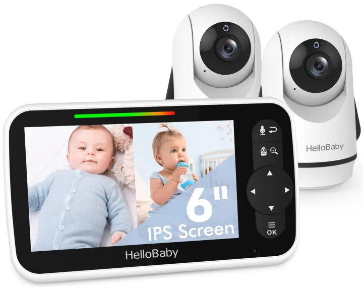 HelloBaby 6-Inch Dual-Camera Video Baby Monitor — 4000mAh, No WiFi