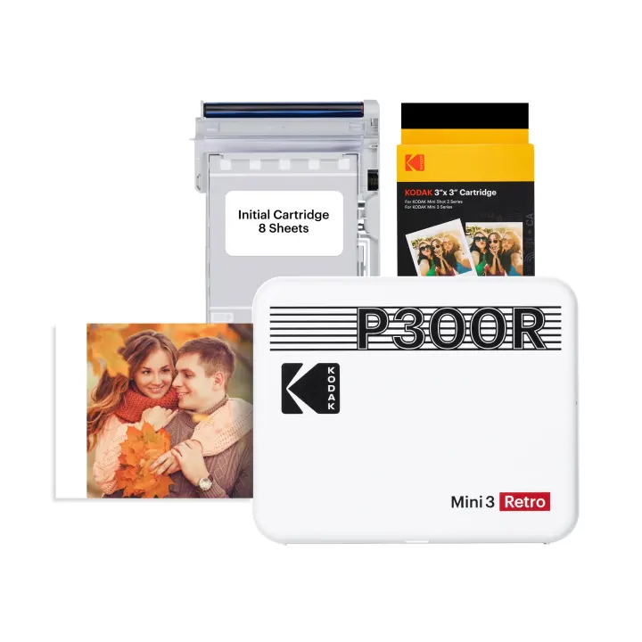 KODAK Mini 3 Retro Portable 3x3 Photo Printer (White)