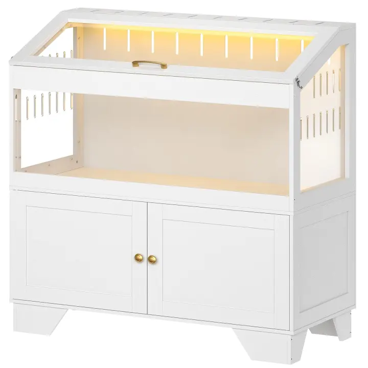 Large Acrylic Hamster Cage with Storage Cabinet and LED Lighting