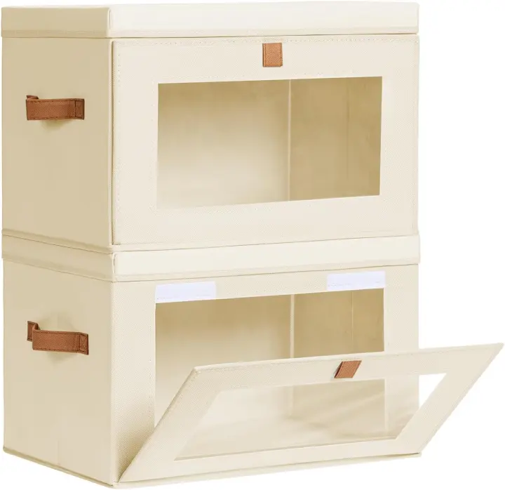 Large Closet Storage Bins — Fabric Organizer with Front Window & Lid